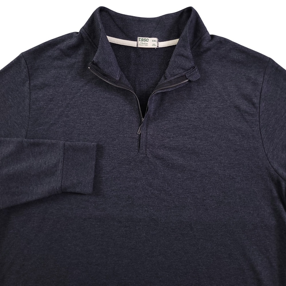 Tasc Performance Sweatshirt Mens 2XL Gray Stadium French Terry Fleece 1/4 Q Zip‎